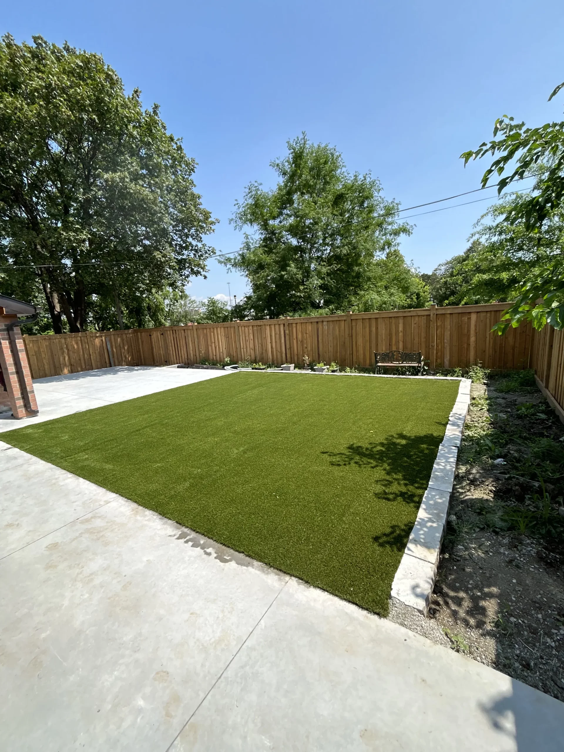 Artificial grass side yard installation in the GTA