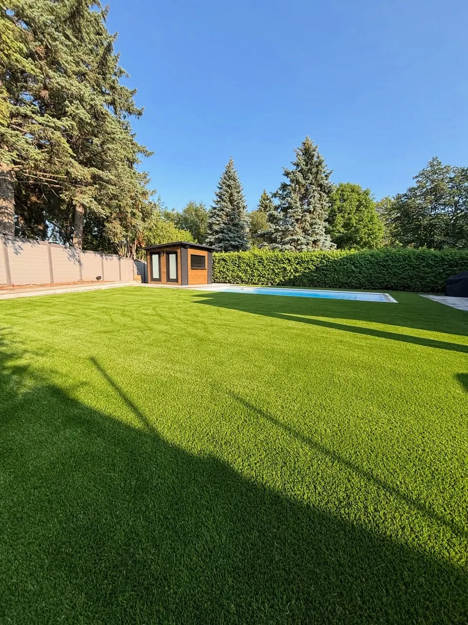 Wide artificial grass lawn installation in Markham